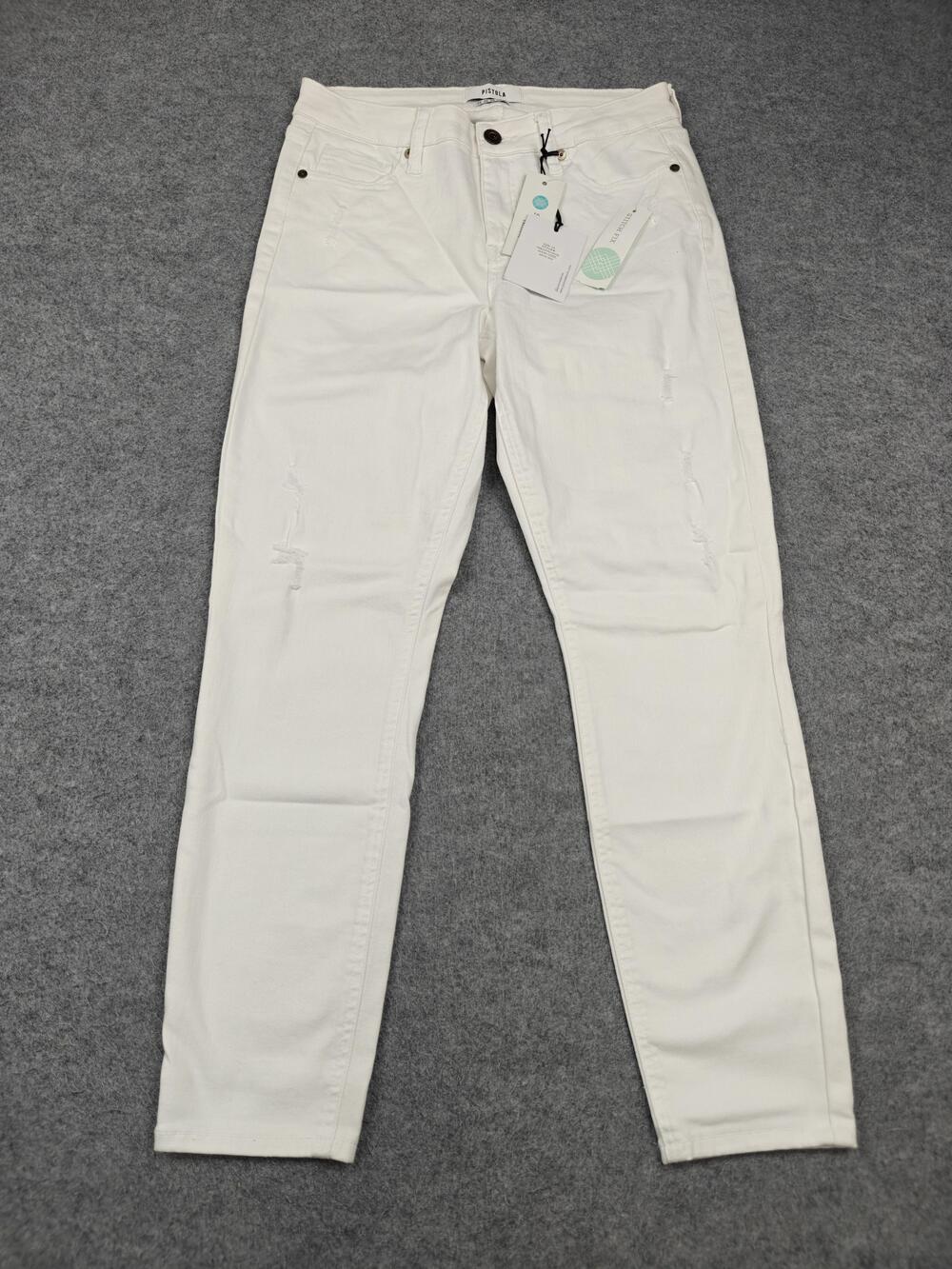 Pistola Jeans Womens 29 White Skinny Stretch Distressed 5-Pocket P6822FTN